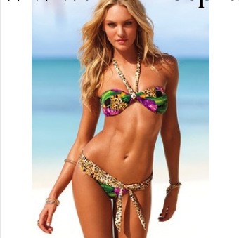 維多利亞的秘密豹紋印花比基尼vs分體泳裝大小胸bikini女士泳衣工廠,批發,進口,代購