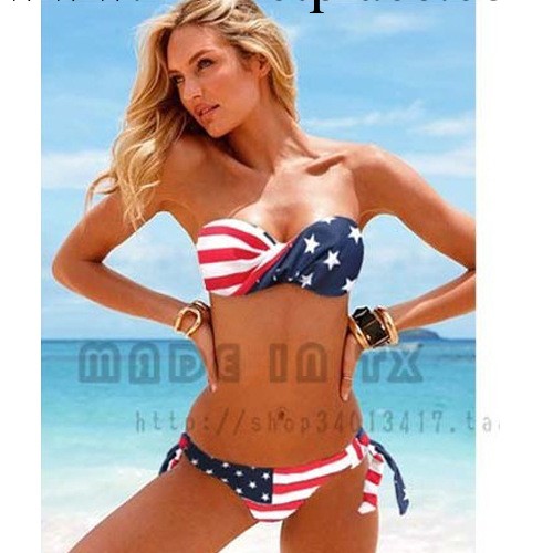 廠傢直銷  批發新款歐美鋼托外貿比基尼美國國旗鋼托比基尼泳衣工廠,批發,進口,代購
