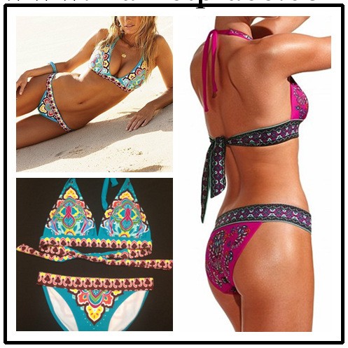 熱銷維多利亞的秘密泳衣外貿歐美性感比基尼民族印花泳衣 遊泳衣工廠,批發,進口,代購