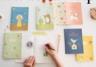 1A250 韓國文具 可愛貓咪小鳥松鼠筆記本 學生日記 A5橫線記事本工廠,批發,進口,代購