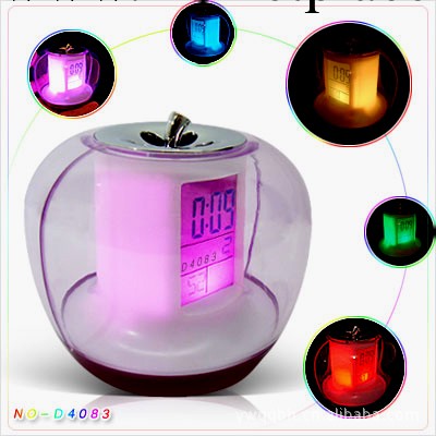 新奇特禮品 D4083C 自然聲七彩燈萬年歷|紫蘋果時計工廠,批發,進口,代購