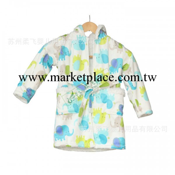 柔飛 加厚雙層羊羔絨 兒童睡袍浴袍寶寶 連帽 睡衣傢居服 睡袍工廠,批發,進口,代購