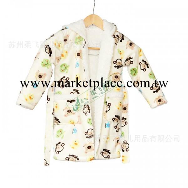加厚雙層羊羔絨 兒童睡袍浴袍寶寶 柔飛連帽 睡衣傢居服 睡袍工廠,批發,進口,代購