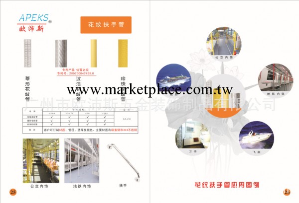 供應乘客護欄、公交車花紋扶手管、不銹鋼管、機械、樓梯把手護欄工廠,批發,進口,代購