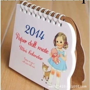 2014新款 迷你版 卷發娃娃臺歷 洋娃娃臺歷 換裝女孩日歷工廠,批發,進口,代購