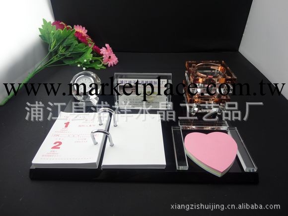 水晶筆筒辦公用品擺件 水晶臺歷架 商務禮品 會議禮品臺歷日歷工廠,批發,進口,代購