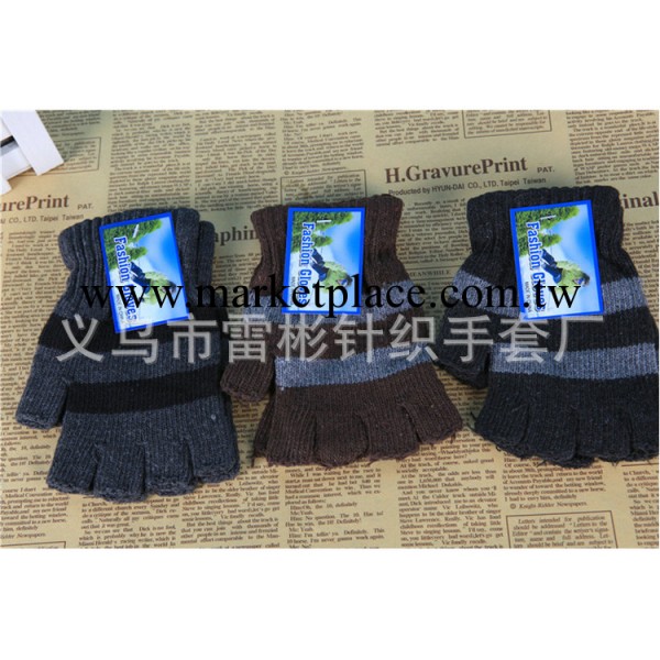 廠傢熱銷 冬款條紋針織手套 保暖手套 半指手套價格實惠工廠,批發,進口,代購