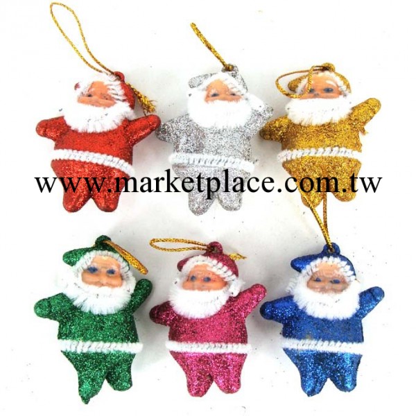 聖誕節裝飾用品小禮物掛件 黏金粉聖誕老人小掛件 彩色6個/包工廠,批發,進口,代購