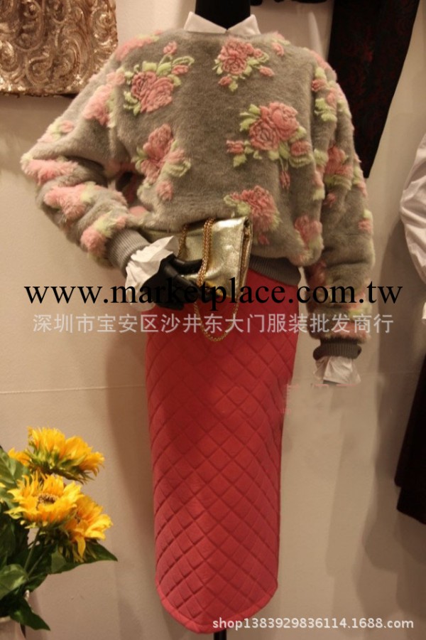 韓國東大門2013冬款進口代購立體粉嫩花朵皮草毛絨絨衛衣工廠,批發,進口,代購