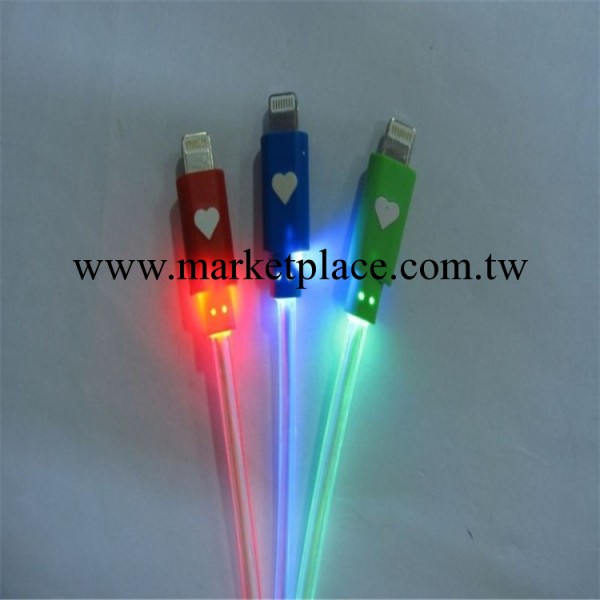 1米彩色炫彩蘋果IPHONE5S 5C發光數據線充電線 IPAD MINI 數據線工廠,批發,進口,代購