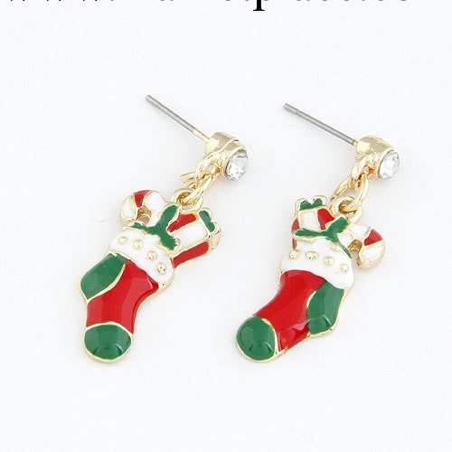 2色）韓國高檔防過敏誇張飾品聖誕系列—聖誕靴耳釘耳飾批發批發・進口・工廠・代買・代購