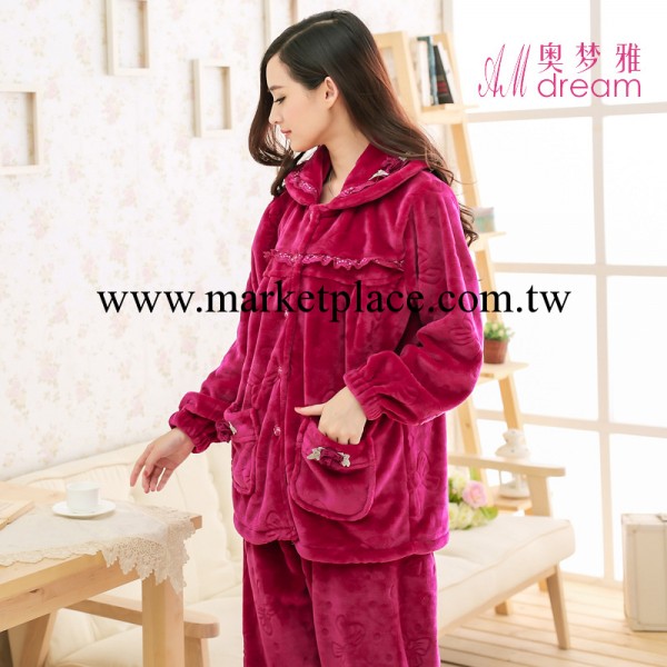 奧夢雅睡衣批發直銷廠傢秋冬女士法蘭絨高貴典雅貴族傢居服4018工廠,批發,進口,代購