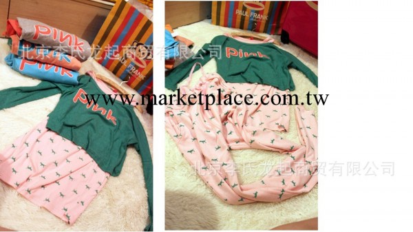 13最新款 LOEV PINK 可愛小狗圖案 三件套純棉女士傢居服睡衣批發工廠,批發,進口,代購