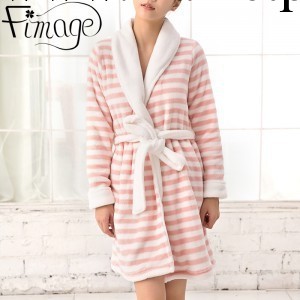 日單專櫃正品條紋秋冬女式珊瑚絨傢居服套裝保暖睡袍 一件代發工廠,批發,進口,代購