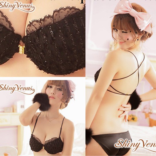 N110610 新品日系前扣聚攏美背性感紅色胸罩套裝蕾絲少女可愛內衣工廠,批發,進口,代購