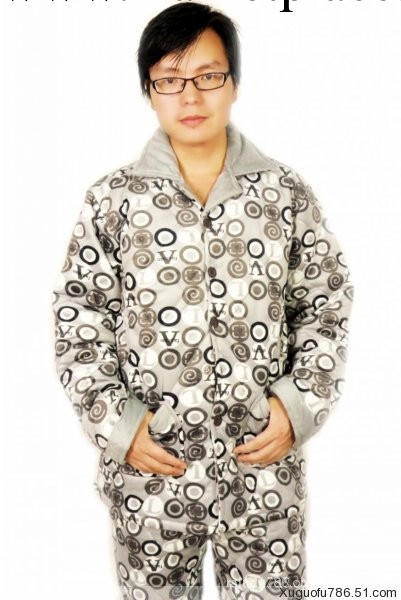 年底清倉男式冬季夾棉睡衣珊瑚絨睡衣套裝男式傢居服長袖2件套工廠,批發,進口,代購
