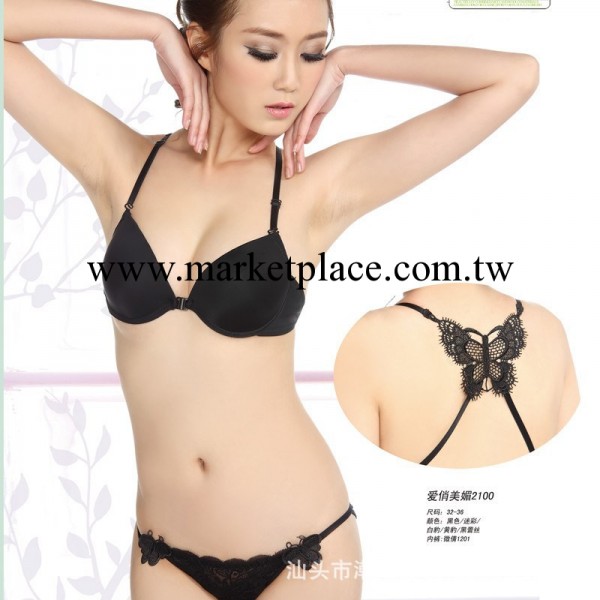 批發蝴蝶刺繡夏季爆款美背掛脖前扣內衣胸罩套裝蕾絲三色選2100#工廠,批發,進口,代購