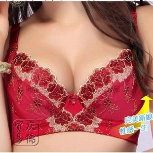 性感美容院內衣調整型胸罩薄款大碼大胸胸罩新娘胸罩紅色本命年批工廠,批發,進口,代購