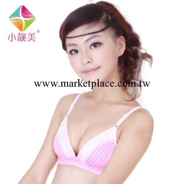 小靚美2108純棉無鋼圈性感薄款發育期格子款少女胸罩批發廠傢直銷工廠,批發,進口,代購