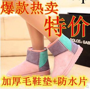 廠傢爆款熱賣 韓版女士棉靴批發 防水片皮革拼接拼色雪靴 特價工廠,批發,進口,代購