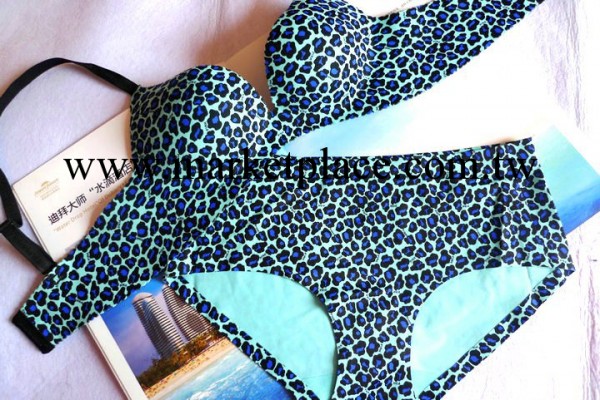 批發正品 維多利亞胸罩 無痕內衣 內褲 藍色大豹紋 博杯 厚杯套裝工廠,批發,進口,代購