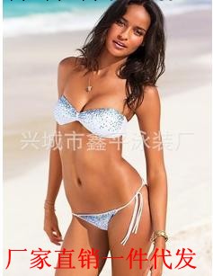 新款女士泳衣維多利亞的秘密純色水鉆分體泳衣 泳衣批發一件代發工廠,批發,進口,代購