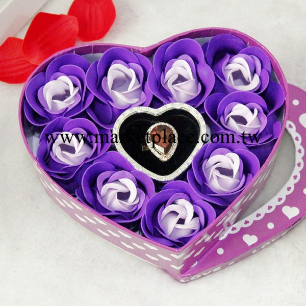 2014創意情人節聖誕節禮品9朵玫瑰香皂花禮盒批發+戒指婚慶促銷款工廠,批發,進口,代購