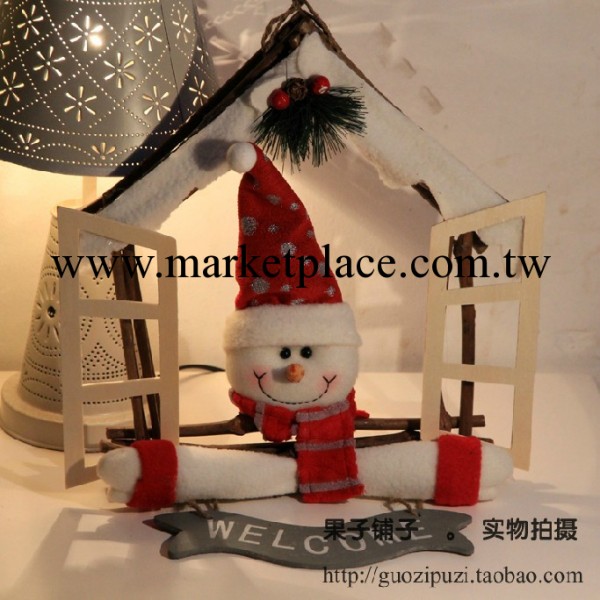 聖誕節禮物 30cm聖誕雪人開窗老人毛絨佈藝藤藝聖誕花環 300g工廠,批發,進口,代購