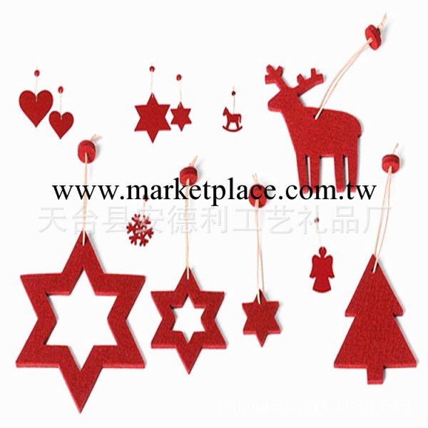 毛氈掛件批發 聖誕禮品 毛氈無紡佈聖誕麋鹿星星掛件 星星吊飾工廠,批發,進口,代購