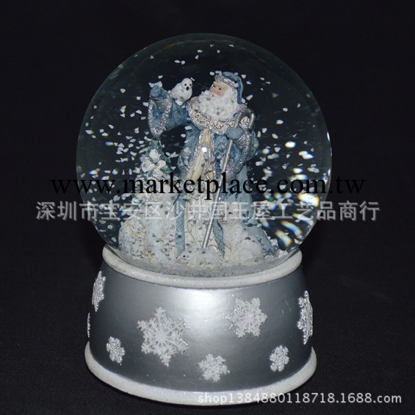 工廠直銷批發聖誕禮品傢居復古擺件藍灰色聖誕老人雪花水晶球批發・進口・工廠・代買・代購