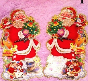 聖誕老人系列墻紙 聖誕節貼畫 聖誕裝飾品 場地佈置道具（1對裝）工廠,批發,進口,代購