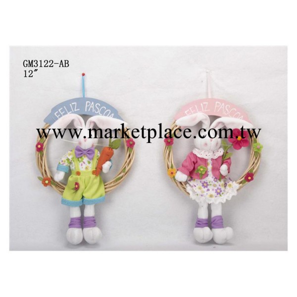 聖誕工藝產品 聖誕禮品廠 12寸藤圈兔子 GM3122 貨真價實工廠,批發,進口,代購