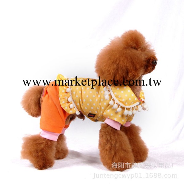 2013芭芭拉新款狗狗衣服秋冬寵物狗衣服糖果色球球夾棉四腳棉衣工廠,批發,進口,代購