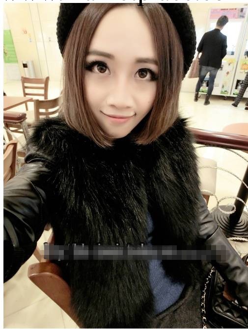 微信代理秋冬季女黑白色仿草皮袖歐美風韓版修身短款上衣外套皮草工廠,批發,進口,代購