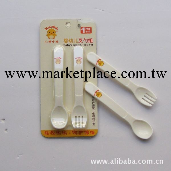 供應嬰兒用品批發小雞卡迪KD4019嬰幼兒PP叉勺組寶寶餐具母嬰用品工廠,批發,進口,代購