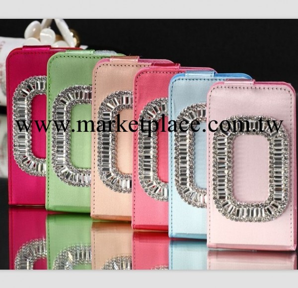 iPhone4RV手機殼 珠光蠶絲紋真絲蘋果5S貼鉆方扣皮套 上下翻工廠,批發,進口,代購