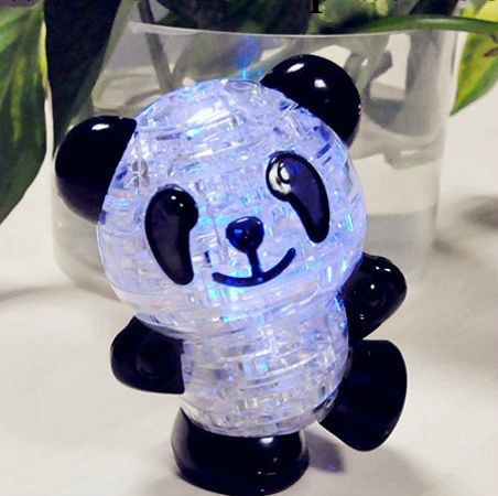 帶閃光3D熊貓 水晶立體拼圖 DIY crystal puzzle 禮品 益智玩具工廠,批發,進口,代購