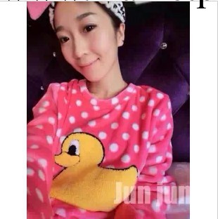 珊瑚絨波點小黃鴨可愛套頭休閒睡衣傢居服 DA01-8594-42工廠,批發,進口,代購