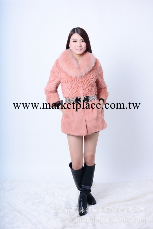 品牌正品2013新款兔毛皮草中長款外套狐貍毛領瘦身高雅淑女裝工廠,批發,進口,代購