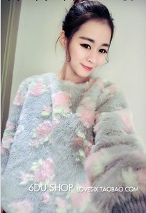 韓尚美3012韓國加厚毛茸茸玫瑰花朵保暖皮草 有裡襯工廠,批發,進口,代購