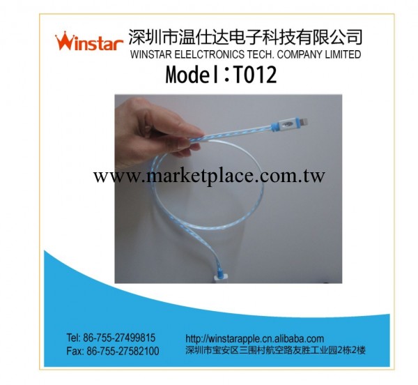 廠傢現貨供應Ipad Mini/Iphone5發光數據線同步充電流光線 8PIN工廠,批發,進口,代購