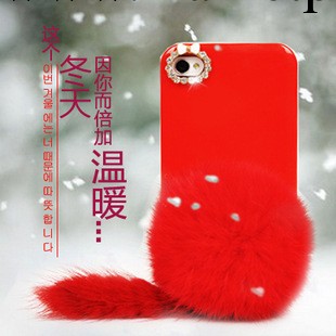 iphone4S毛絨手機殼 蘋果保護殼 5代狐貍尾巴 創意外殼 配件批發工廠,批發,進口,代購