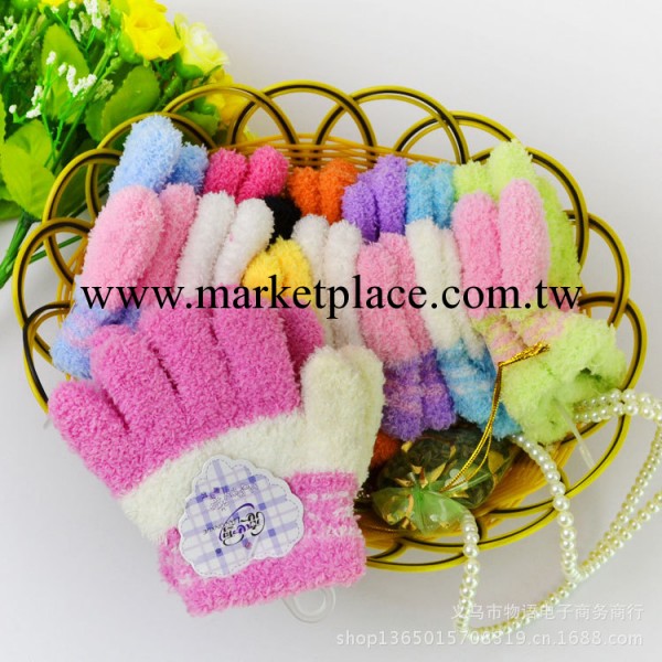 義烏廠傢直銷嬰兒手套兒童珊瑚絨半邊絨手套寶寶針織保暖手套外貿工廠,批發,進口,代購