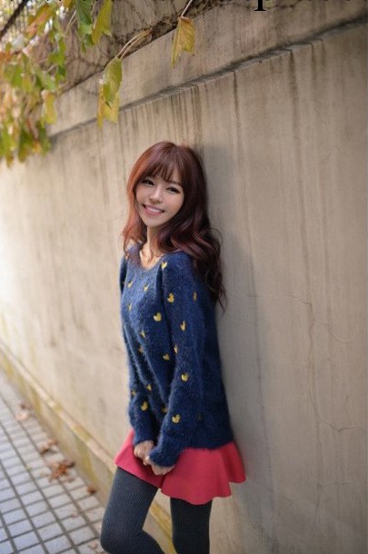 2013秋冬爆款刺繡小黃鴨馬海毛毛衣 長袖針織甜美毛衣女工廠,批發,進口,代購