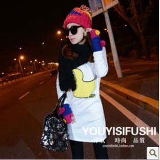 2013冬季新款 韓版毛線圈小黃鴨圖案純色加絨休閒衛衣女工廠,批發,進口,代購