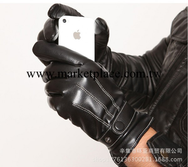 男士秋冬季保暖真皮手套 韓版加厚加絨小山羊皮手套黑色真皮手套工廠,批發,進口,代購