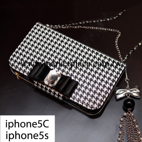 新款小香風韓國Mr.H千鳥格蘋果iphone5C手機套皮套保護套廠傢批發工廠,批發,進口,代購