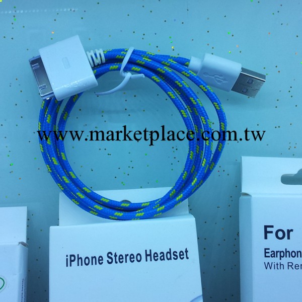 新款iPhone4編織線 蘋果4尼龍編織圓線工廠,批發,進口,代購