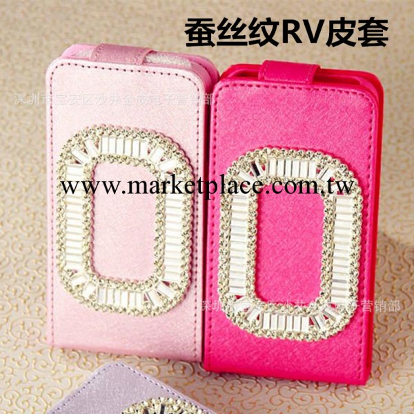 水鉆iphone4s保護套RVphone5蠶絲紋皮套 蘋果5s手機殼工廠,批發,進口,代購