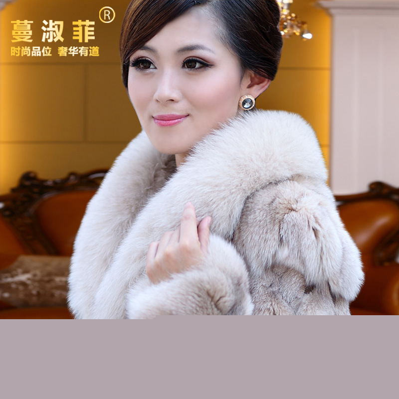 正品海寧皮草短款外套新款2013進口狐貍毛毛領長袖女士秋冬裝特價工廠,批發,進口,代購